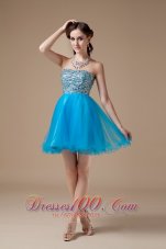Teal A-line Cocktail Dress Colorful Beading